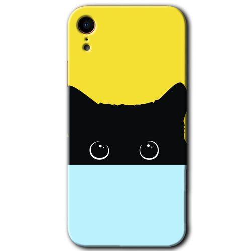 BeRa Aksesuar iPhone XR Kılıf Baskılı Kapak - Kara-Kedi +Tam Kaplayan Mat Seramik
