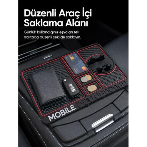 Telefon Standlı Araç İçi Organizer Kaydırmaz Silikon Konsol Düzenleyici Mat