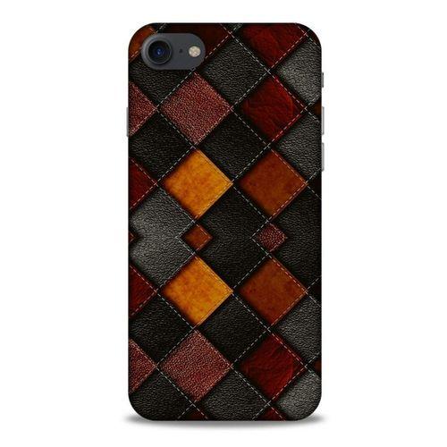 Apple Iphone 8 Kılıf Patchwork (1) Kılıfı Kahverengi Bordo