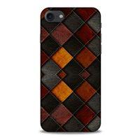 Apple Iphone 8 Kılıf Patchwork (1) Kılıfı Kahverengi Bordo