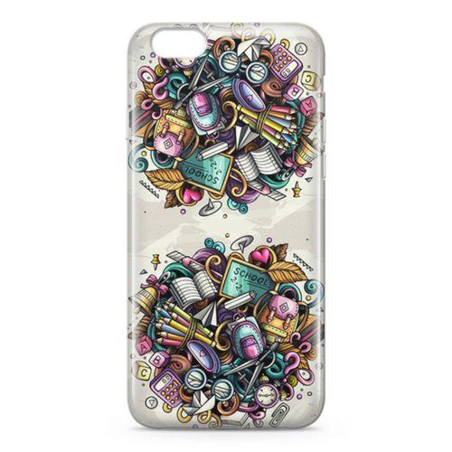Apple iPhone 6 6s Kılıf Kırtasiye Malzemeleri Doodle Arka Kapak Koruma Desenli Full Koruyucu