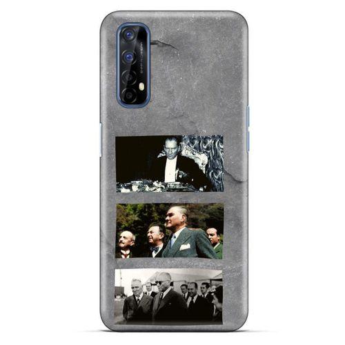 Oppo Realme 7 Kılıf Atatürk (12) Koruyucu Silikon Gri