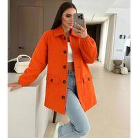 Kadın Bileği Lastikli Cep Ve Leopar Düğme Detay Kaşe Kaban