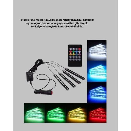 Rgb Müzik Kontrollü Araç Led Işık Seti 48 Led 12v Uzaktan Kumandalı