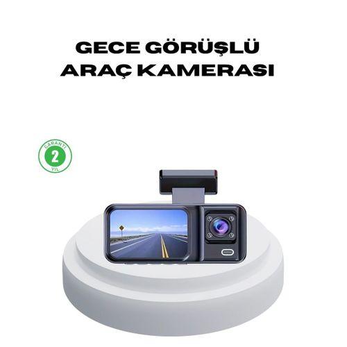 170° Geniş Açılı 3 Kameralı Araç İçi Kayıt Cihazı Gece Görüşlü