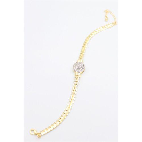 Taşlı Vip Bileklik - Altın