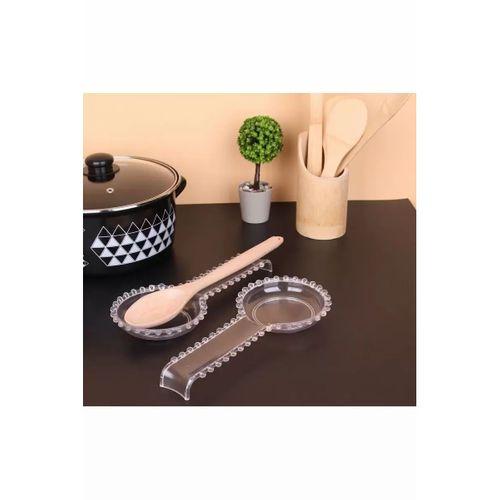 Şeffaf Plastik Boncuklu Kelepçe Kaşık Çırpıcı Altlığı 28 Cm Royaleks