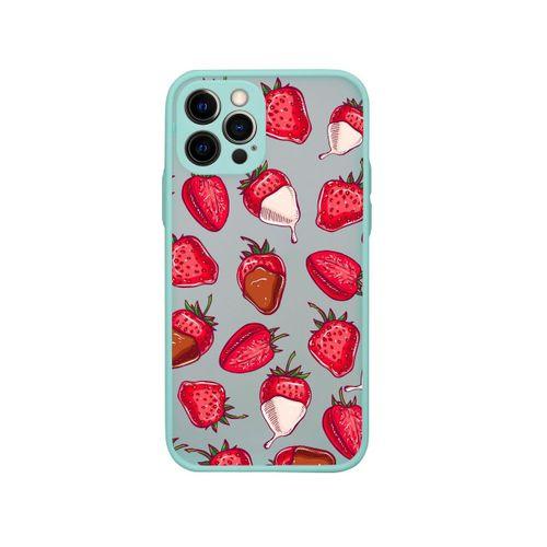 iPhone 12 Pro Max Kamera Lens Korumalı Çikolatalı Çilek Desenli Lüx Telefon Kılıfı