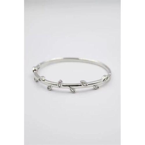 Taşlı Vip Bilezik - Gümüş