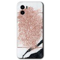 Vivo Y15s HD Baskılı Kılıf + 9D Tam Ekran Koruyucu - Simli Mermer