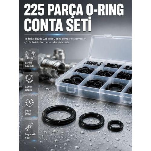Organizer Kutulu O-ring Conta Seti 225 Parça | Dayanıklı Kauçuk Sızdırmazlık Contaları