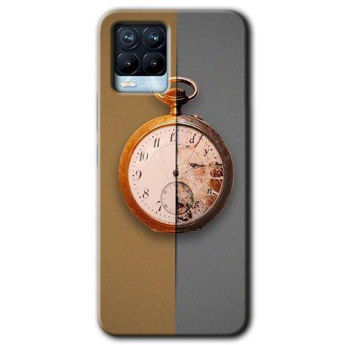 BeRa Aksesuar Realme 8 Kılıf Baskılı Kapak - Clocks Artwork +Tam Kaplayan Mat Seramik