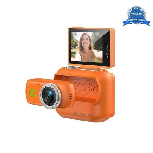 1080p Dijital Video Kamera  32gb  Kart Dijital Vlog Fotoğraf Makinesi Türkçe Turuncu
