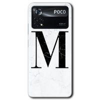 Poco x4 Pro Kılıf HD Desen Baskılı Arka Kapak - Beyaz Mermer Desenli M Harfi