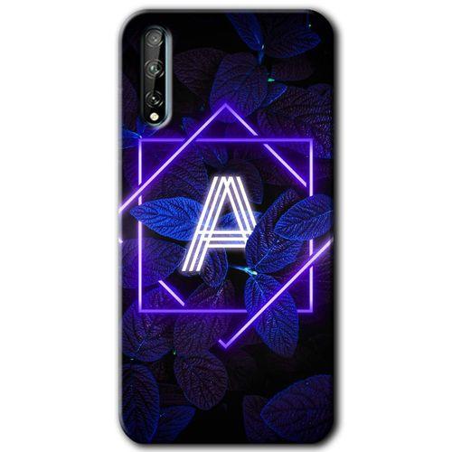 Huawei P Smart S Kılıf HD Desen Baskılı Arka Kapak - Dark Neon Yaprak A Harfi