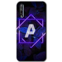 Huawei P Smart S Kılıf HD Desen Baskılı Arka Kapak - Dark Neon Yaprak A Harfi