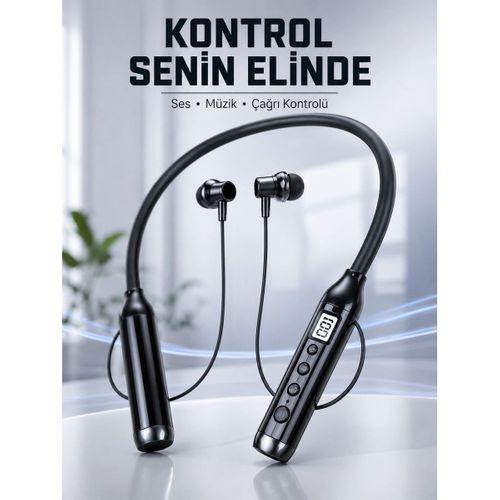 Uzun Kullanım Süreli Bluetooth Kulaklık Boyun Bantlı Mikrofonlu 600 Saat Müzik Süreli Ses Ve Çağrı Kontrollü Kablosuz Kulaklık