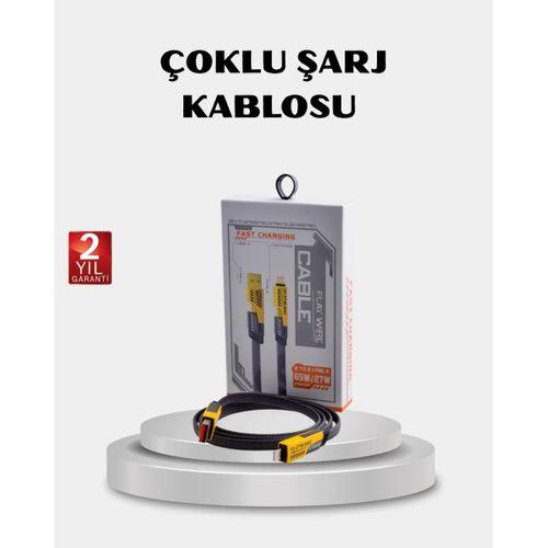 Usb-c Usb-a 4’ü 1 Arada Örgülü Kablo 65w Hızlı Şarj Metal Uç Dayanıklı