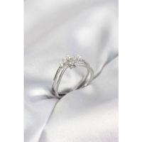 Gümüş Renk İncili Yıldız Model Zirkon Taşlı Kadın Yüzük