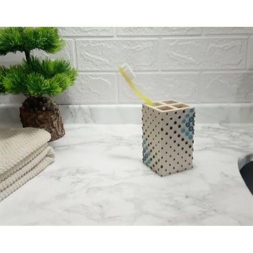 2 Adet Diş Fırçalık Puanlı Poliresin 6X6X10Cm Banyo Seti