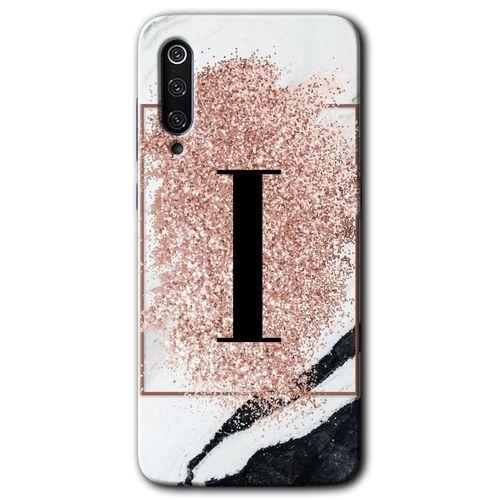 Xiaomi Mi 9 SE HD Baskılı Kılıf + 9D Tam Ekran Koruyucu - Pembe Mermer Desenli I Harfi