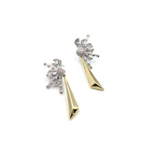 Taşlı Sallantılı Küpe - Altın