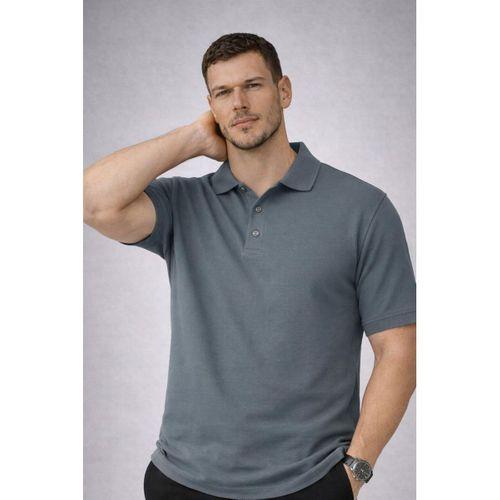 Orlando Polo Yaka Pike Kumaş Relaxed Fit Basic Düğmeli Relaxed Fit Erkek T-Shirt - Çam Yeşili
