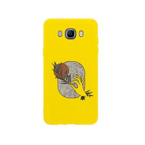 Samsung J7 2016 Olive Branch Premium Silikonlu Sarı Telefon Kılıfı