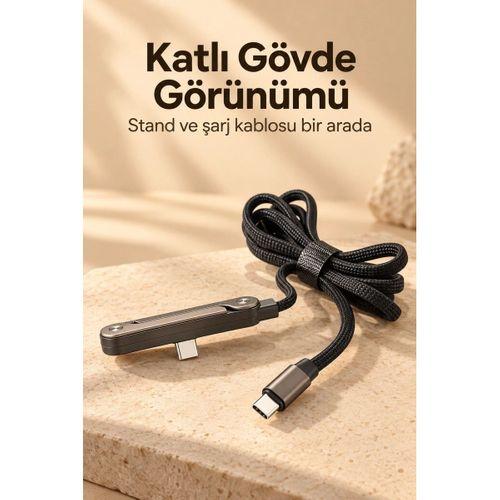 Örgü Şarj Kablosu Entegre Katlanabilir Telefon Destekli