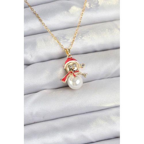 316L Çelik Zincir Gold Renk Kardan Adam Model Yılbaşı Temalı Kadın Kolye