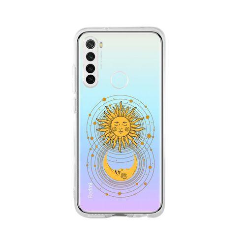 Redmi Note 8 Moon & Sun Desenli Premium Şeffaf Silikon Kılıf