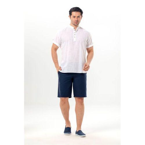 Kısa Kol Şantuklu Pamuk Bodrum Erkek Yazlık Tshirt Beyaz 3001