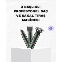Şarjlı Ve Kablosuz 3 Başlıklı Profesyonel Bakım Seti – Saç, Sakal, Burun Ve Kulak Düzeltici