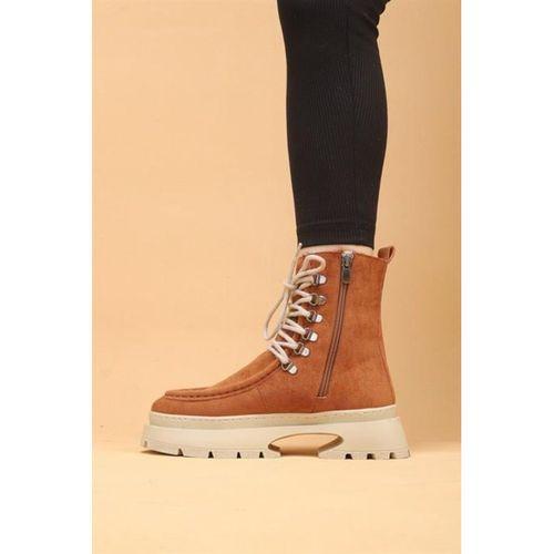 Seria Taba Renkli Fermuarlı Süet Kadın Bot