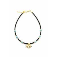 Boncuklu Göz Halhal - Siyah