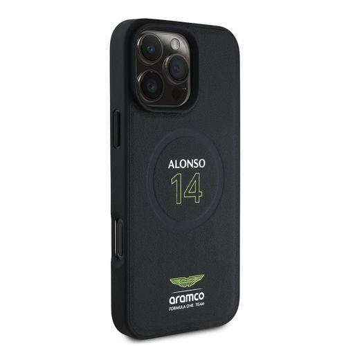 Apple iPhone 16 Pro Max Kılıf Aston Martin Orjinal Lisanslı M-safe Şarj Özellikli PU Deri Alonso 14 Baskılı Kapak