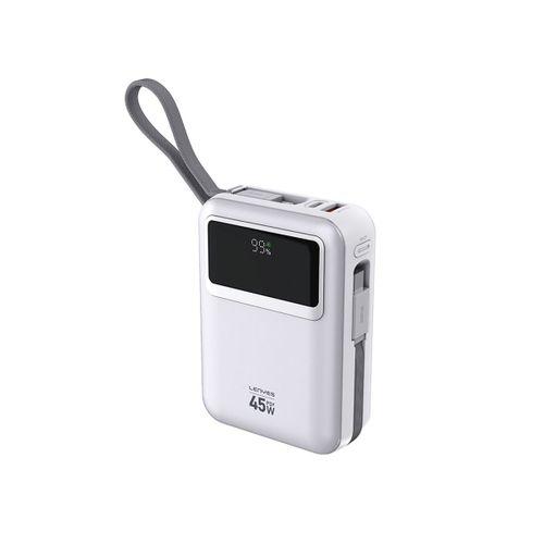 Lenyes C03-A Dijital LED Göstergeli Type-C ve Lightning Kablolu Powerbank 45W 10.000mAh