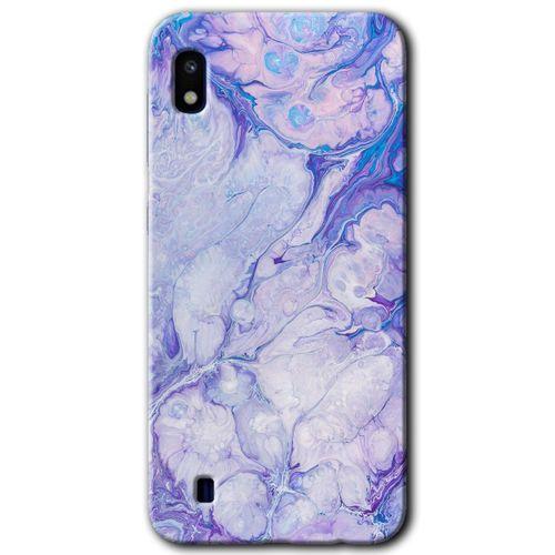 MRCİLETİSİM Samsung Galaxy A10 Kılıf HD Desen Baskılı Arka Kapak + Temperli Cam - Spots Lilac