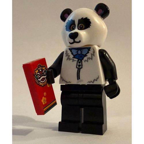 Orjinal Lego Minifigür Chinese New Year Panda Guy Costume with Nian Tile