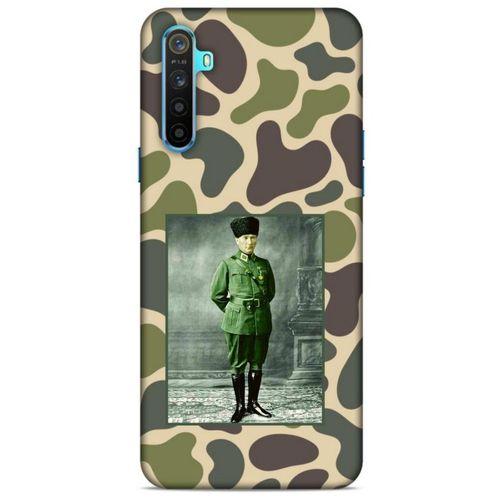 Oppo Realme 6i Kılıf Atatürk (15) Antişok Kılıf Kamuflaj Kahverengi