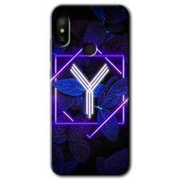 Xiaomi Mi A2 Lite HD Baskılı Kılıf + 9D Tam Ekran Koruyucu - Dark Neon Yaprak Y Harfi