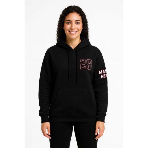 Üç İplik Kapüşonlu Ön Ve Arka Baskılı SweatShirt Hoodie - Siyah