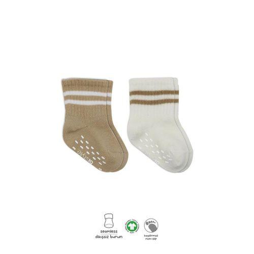 Bistyle Bistyle Çemberli Kaymaz Soket Çorap 2'Li BS10125 Bej-Ekru