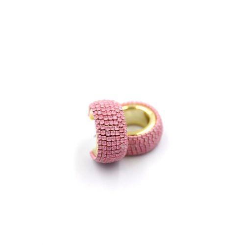 Taşlı Halka Küpe - Pembe