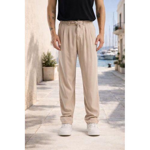 Magnus Tensel Kumaş Relaxed Fit Beli Lastikli Yazlık Erkek Pantolon - Kum Beji