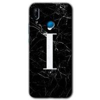 Potkal Hediye Fabrikası Huawei P20 Lite Kılıf HD Desen Baskılı Arka Kapak - Siyah Mermer Desenli İ Harfi