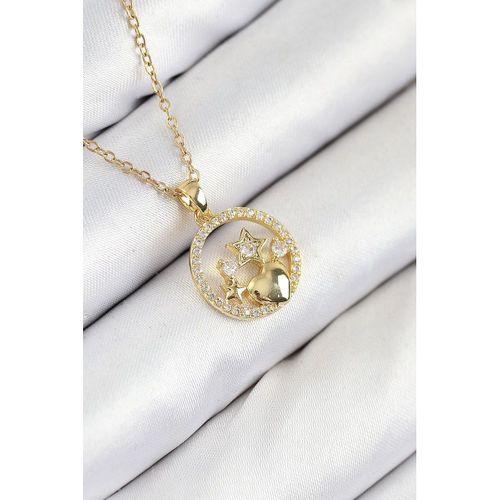316L Çelik Zirkon Taşlı Yıldız Ve Kalp Model Gold Renk Kadın Kolye