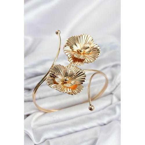 Pazu Bileklik Gold Renk Pirinç Çiçek Model