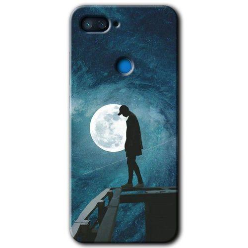 MRCİLETİSİM Xiaomi Mi 8 Lite Kılıf HD Desen Baskılı Arka Kapak+Temperli Cam - Dolunay Yalnızlık