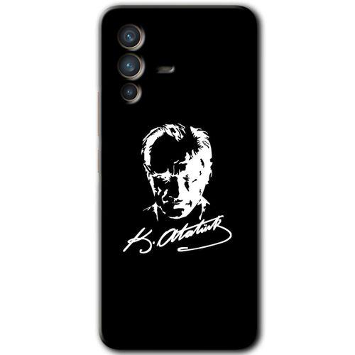 Potkal Hediye Fabrikası Vivo V23 5G Kılıf HD Desen Baskılı Arka Kapak - Atatürk Silüet İmza